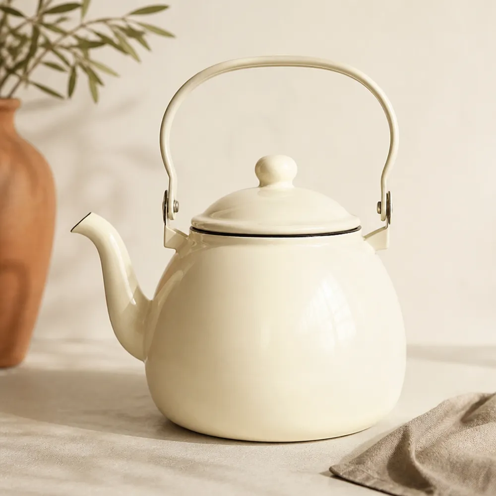Emaye Çaydanlık 2.5 L Krem
